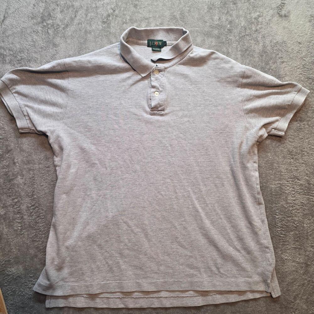 J.Crew Polo Shirt Mens L Gray 100% Cotton Pique Short Sleeve Casual Knit Oarsman